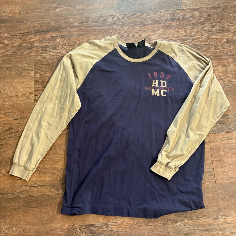 Harley Davidson long sleeve double sided raglan long sleeve top